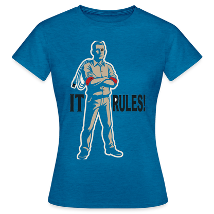IT rules! Motiv-T-Shirt für Frauen, Farbe Antikblaues Saphir meliert