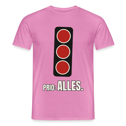 "Prio: alles." Motiv-T-Shirt für Männer, Farbe Pink