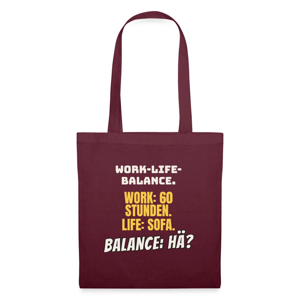 Balance: hä? Stoffbeutel, Farbe Burgunderrot
