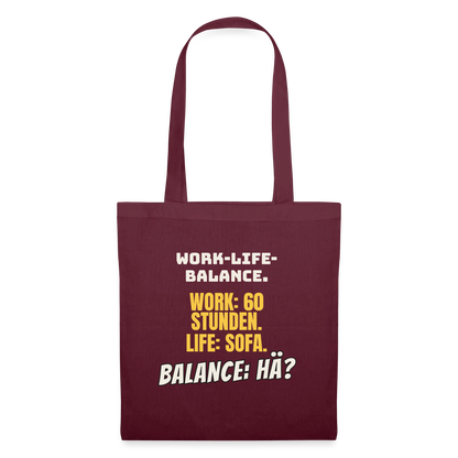Balance: hä? Stoffbeutel, Farbe Burgunderrot