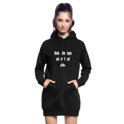 Hoodie-Kleid / Kapuzenpullover in Kleidlänge - personalisierbare Vorder- und Rückseite - Schwarz