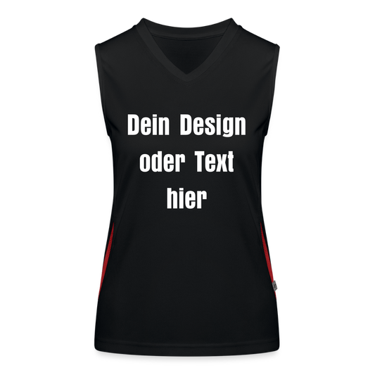 Funktionelles Kontrast-Tank Top für Frauen - personalisierbare Vorder- und Rückseite - Schwarz/Rot