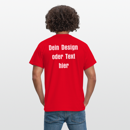 Männer T-Shirt - personalisierbare Vorder- und Rückseite - Rot