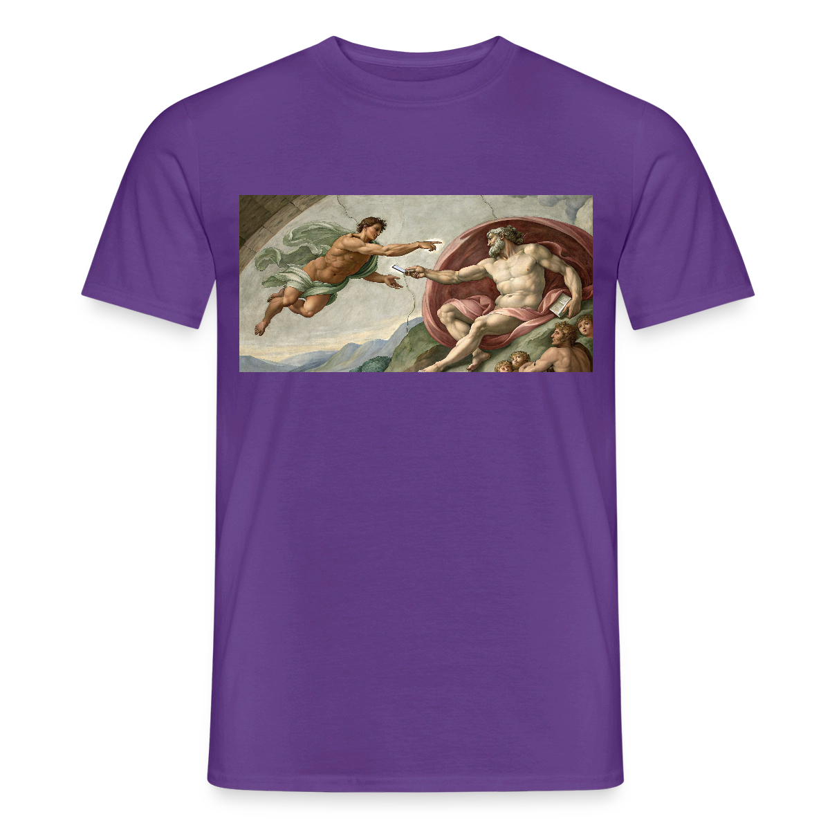 Die Schnittstelle. Renaissance-Motiv Motiv-T-Shirt für Männer, Farbe Lila