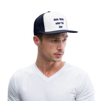Trucker Cap - personalisierbar - Weiß/Navy