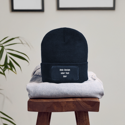 Recycelte Patch Beanie - personalisierbar - French Navy