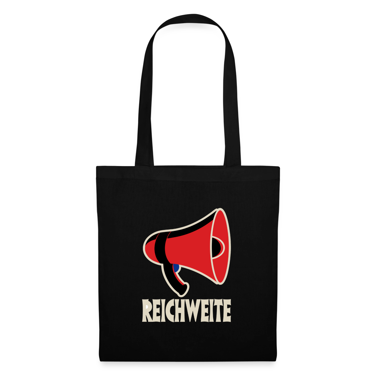 Reichweite. Sachplakat-Motiv Stoffbeutel, Farbe Schwarz