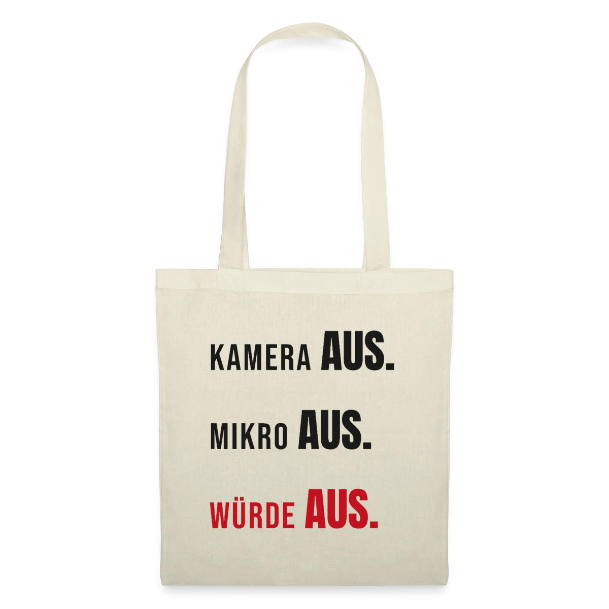 Kamera aus, Würde aus Stoffbeutel, Farbe Natur