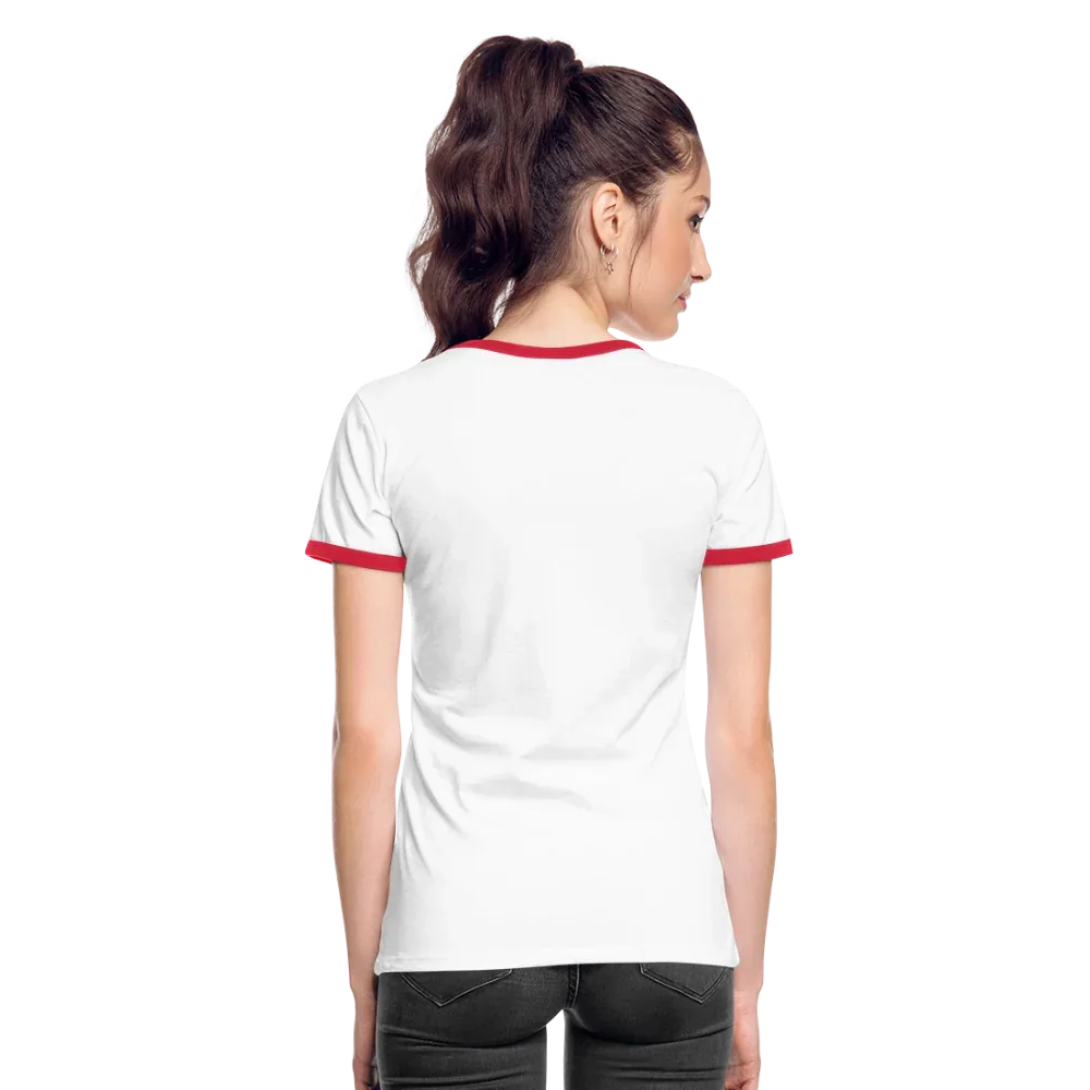 Frauen Kontrast-T-Shirt - personalisierbare Vorder- und Rückseite - Weiß/Rot