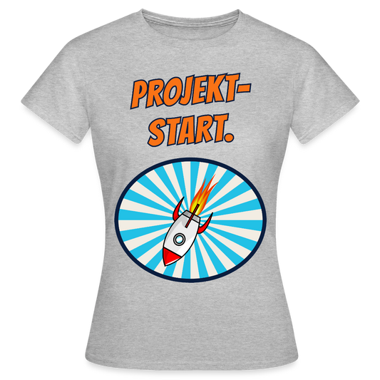 Projektstart. Motiv-T-Shirt für Frauen, Farbe Grau meliert