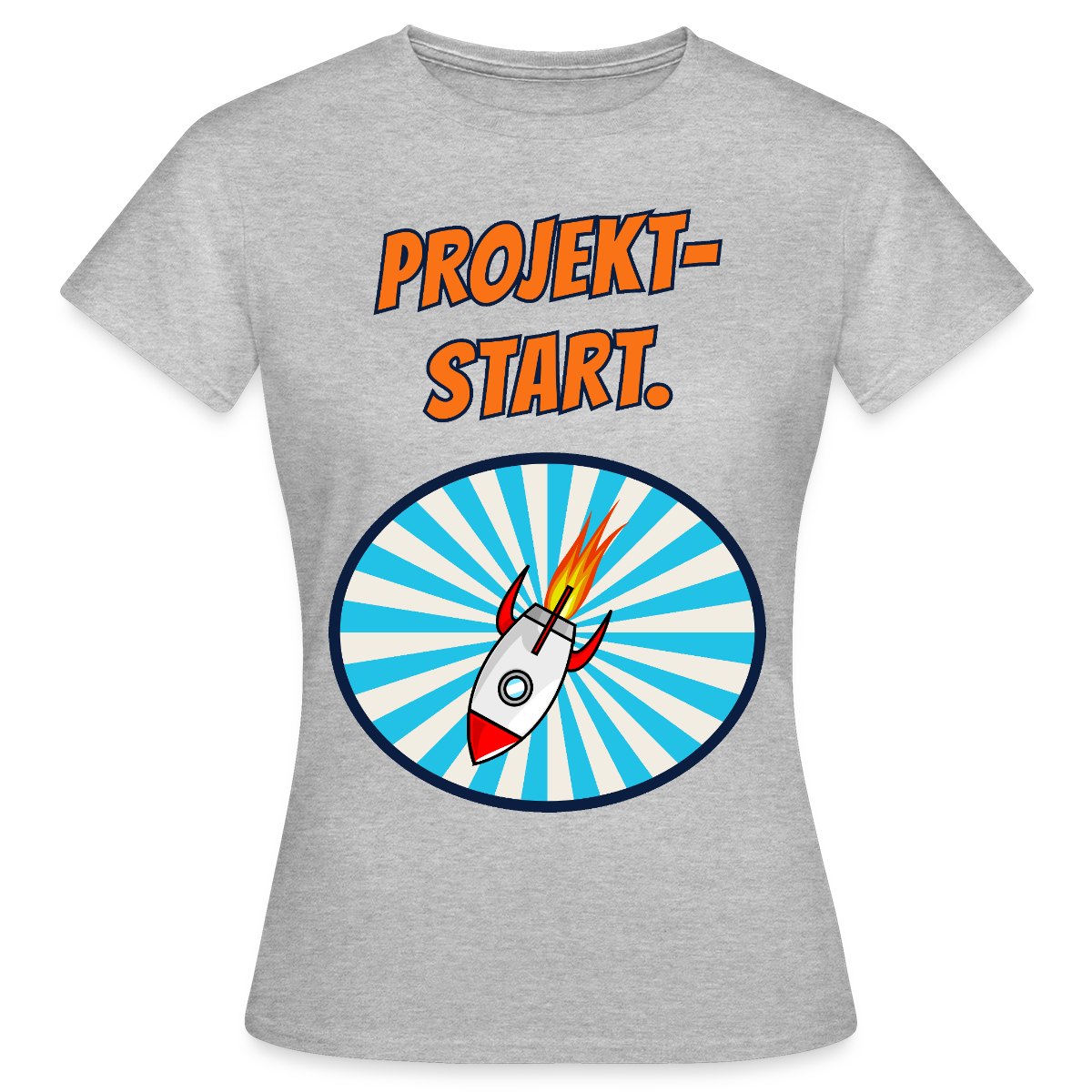 Projektstart. Motiv-T-Shirt für Frauen, Farbe Grau meliert