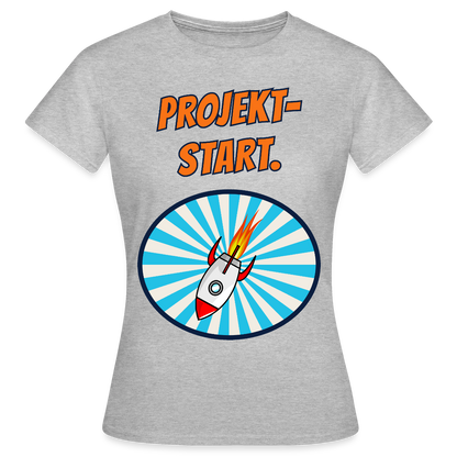 Projektstart. Motiv-T-Shirt für Frauen, Farbe Grau meliert