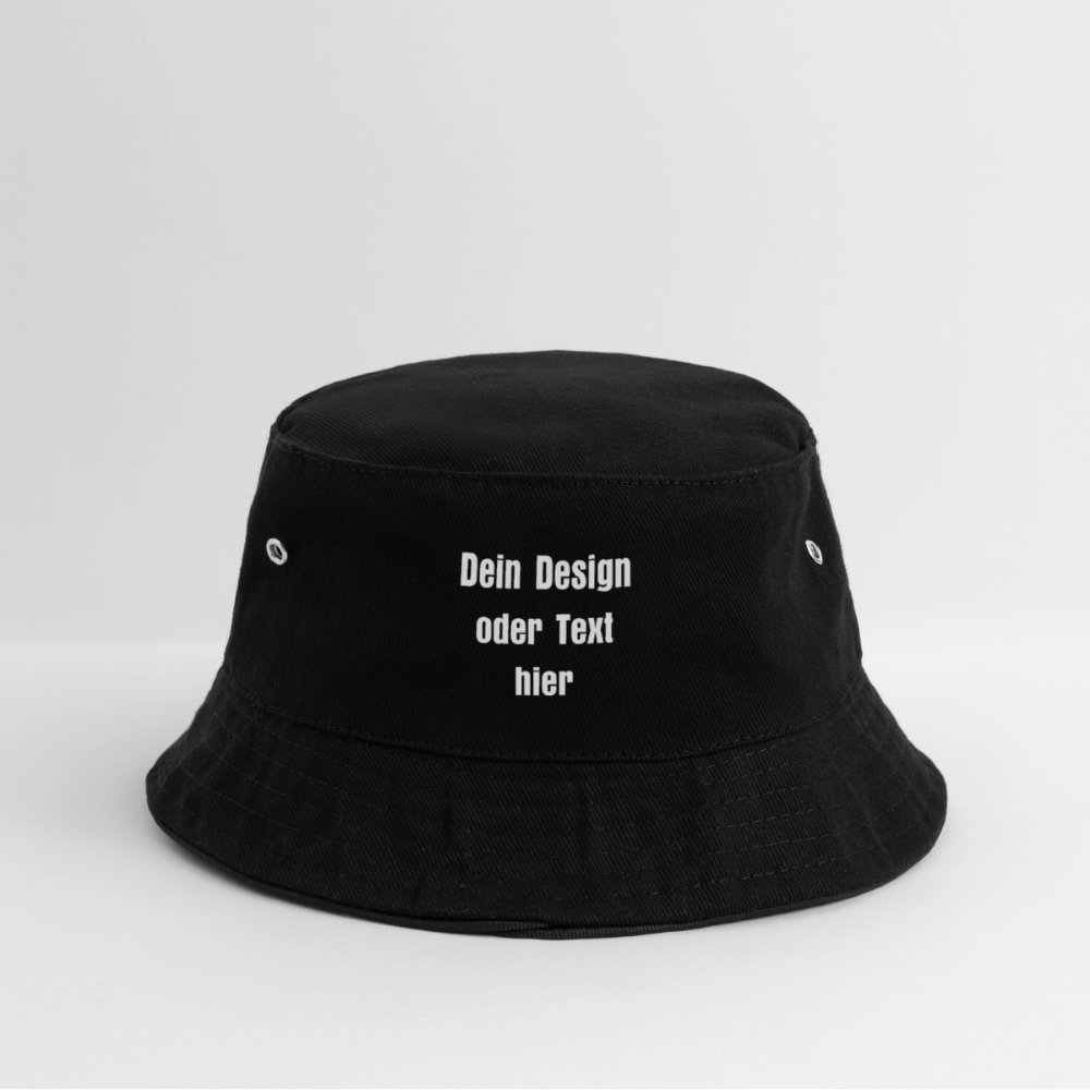 Bucket Hat Baumwolle - personalisierbar - Schwarz