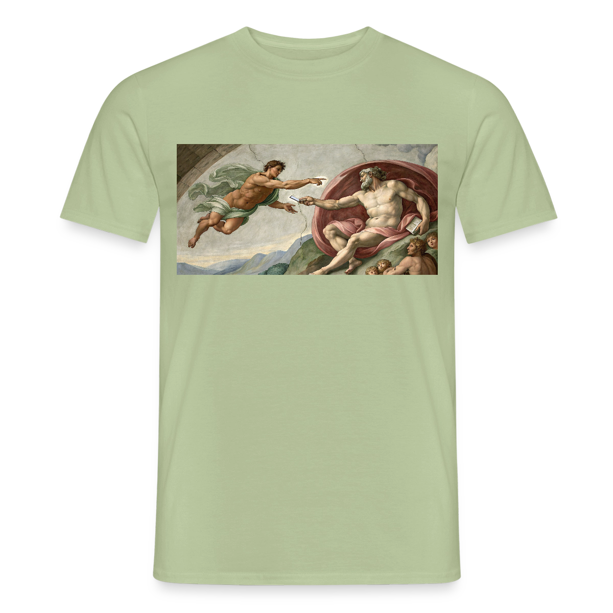 Die Schnittstelle. Renaissance-Motiv Motiv-T-Shirt für Männer, Farbe Sage