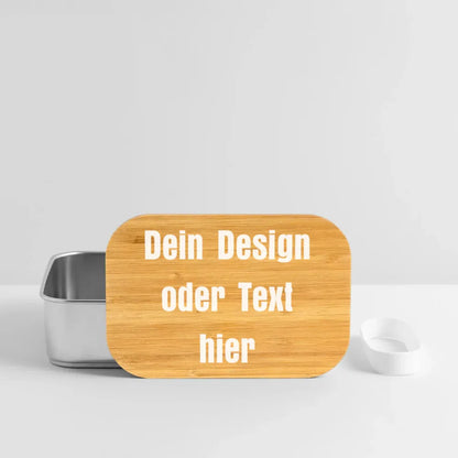 Lunch Box mit Bambusdeckel - personalisierbar - Silber