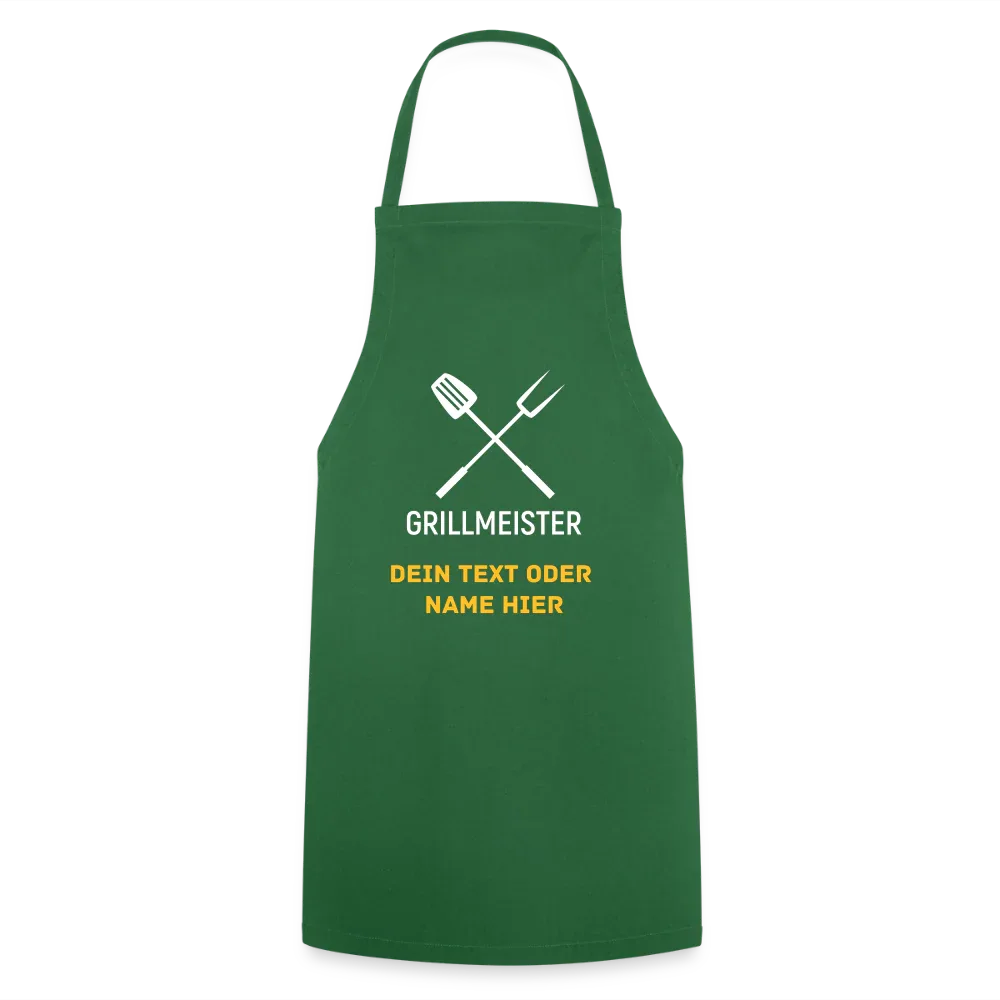 Koch- oder Grillschürze "Grillmeister" - personalisierbarer Name oder Text - Grün