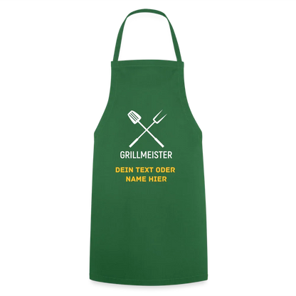 Koch- oder Grillschürze "Grillmeister" - personalisierbarer Name oder Text - Grün