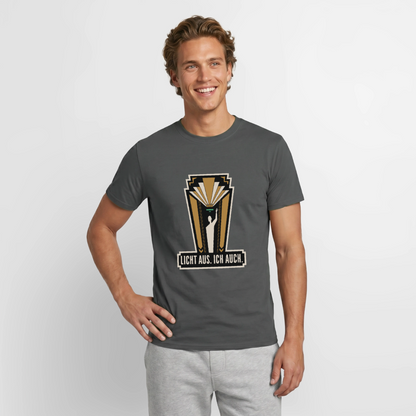 "Licht aus. Ich auch. Art-déco-Motiv" Motiv-T-Shirt für Männer, Farbe Anthrazit