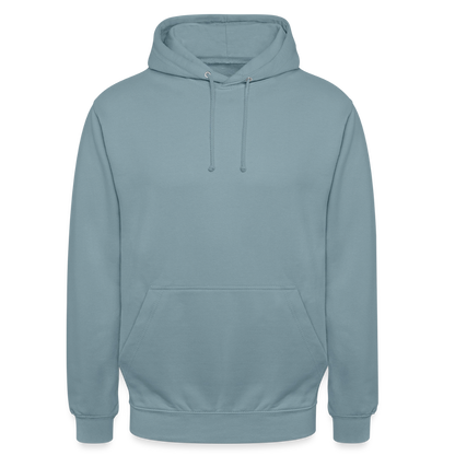 Unisex Hoodie - personalisierbare Vorder- und Rückseite - Nebelblau