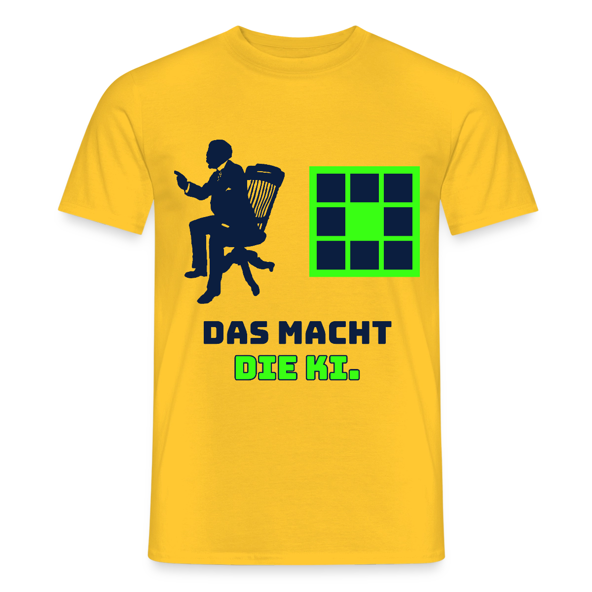 Das macht die KI. Motiv-T-Shirt für Männer, Farbe Gelb