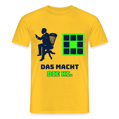 Das macht die KI. Motiv-T-Shirt für Männer, Farbe Gelb