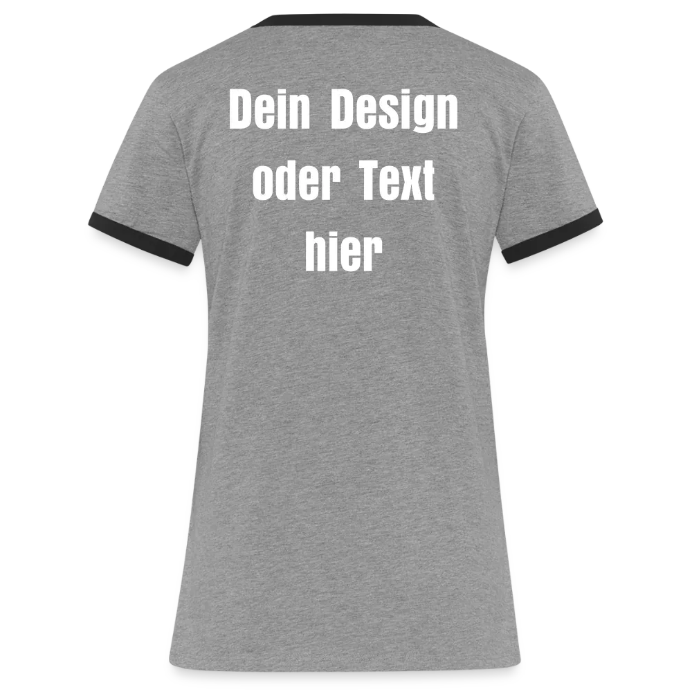 Frauen Kontrast-T-Shirt - personalisierbare Vorder- und Rückseite - Grau meliert/Schwarz