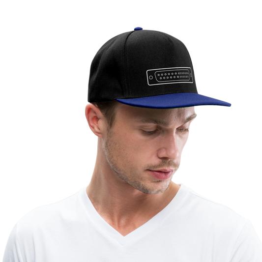 DB-25 LPT1 Retro Snapback Cap - Schwarz/Königsblau