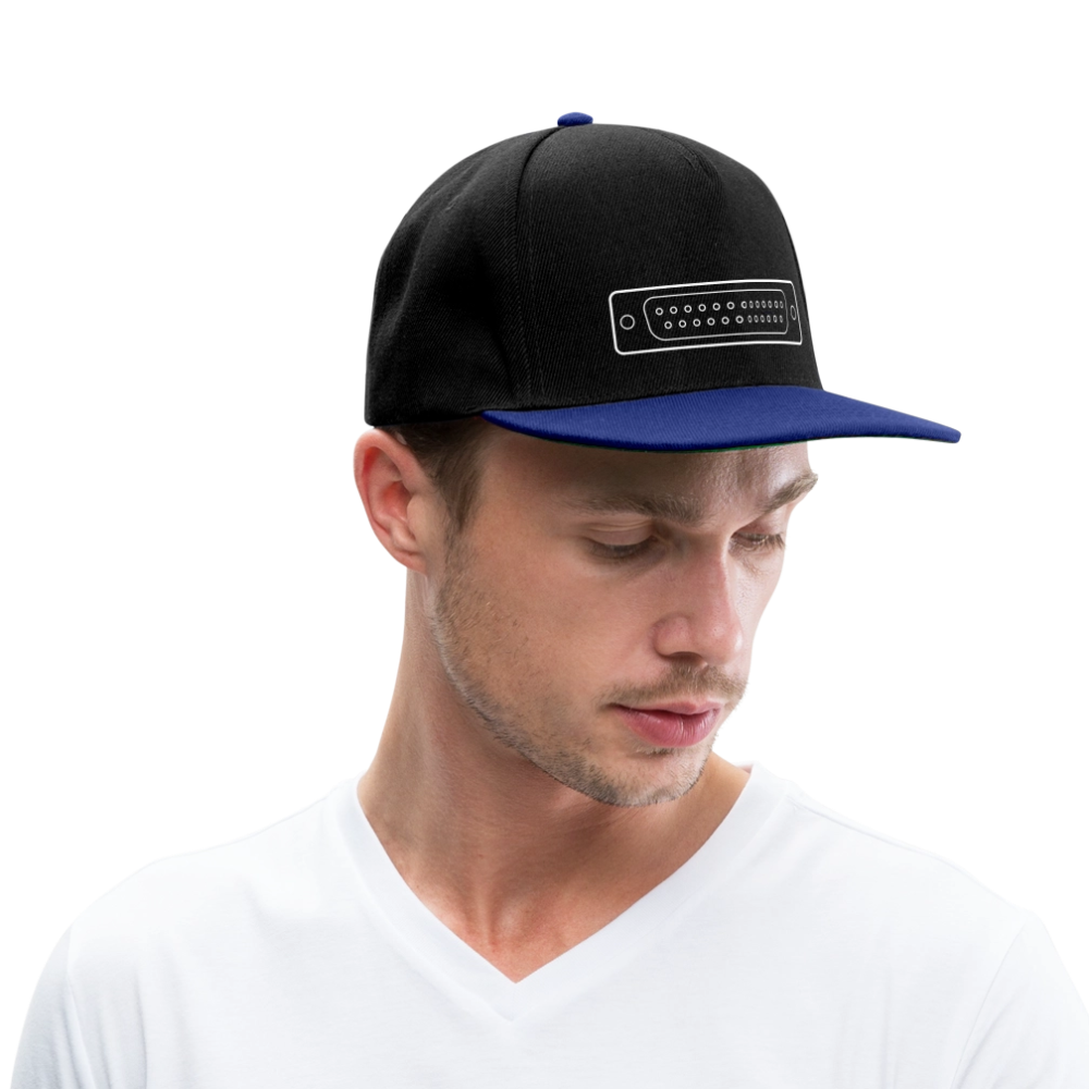 DB-25 LPT1 Retro Snapback Cap - Schwarz/Königsblau