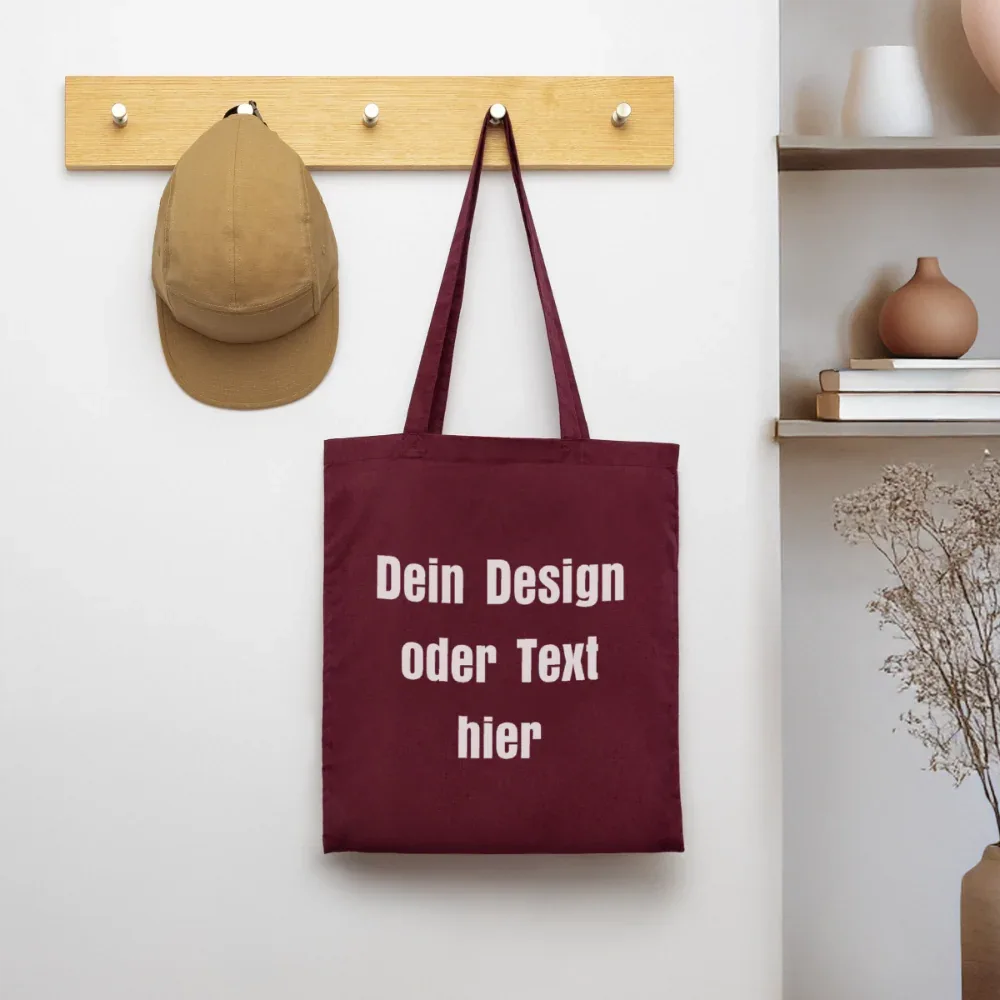 Stoffbeutel aus 100% Baumwolle - personalisierbar - Burgunderrot