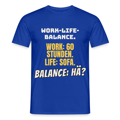 Balance: hä? Motiv-T-Shirt für Männer, Farbe Dunkelblau