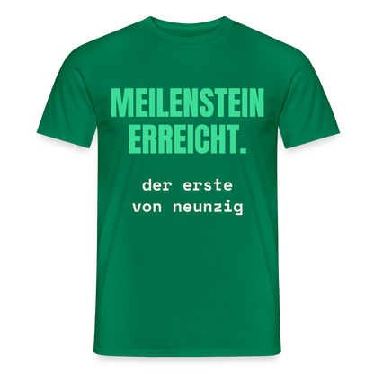 Meilenstein erreicht. Der erste von neunzig. Motiv-T-Shirt für Männer, Farbe Kelly Green