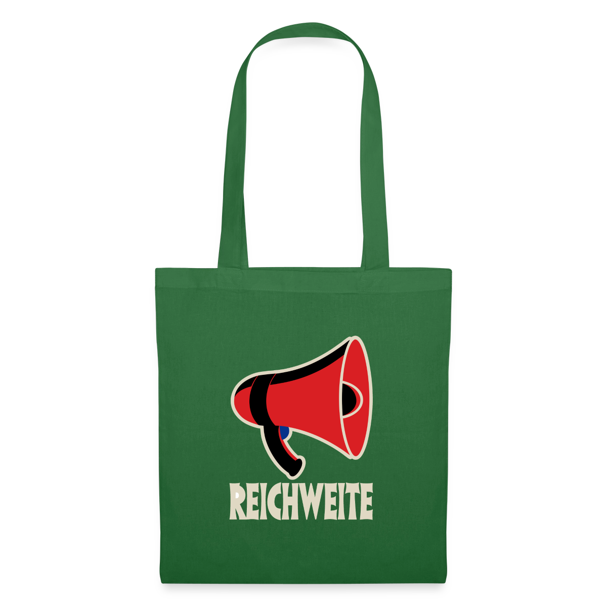 Reichweite. Sachplakat-Motiv Stoffbeutel, Farbe Fichte