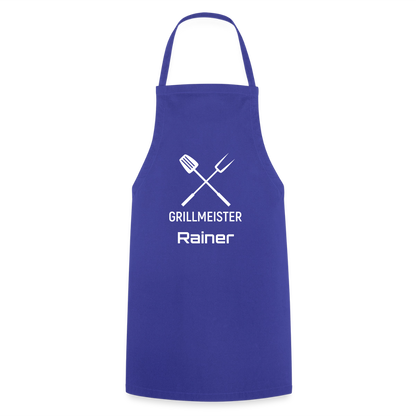 Koch- oder Grillschürze "Grillmeister" - personalisierbarer Name oder Text - Royalblau