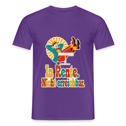 "In Rente. Nicht erreichbar. Midcentury-Motiv" Motiv-T-Shirt für Männer, Farbe Lila