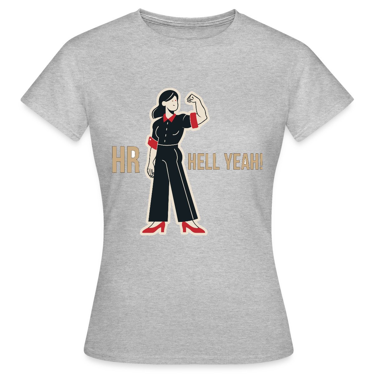 HR. Hell yeah! Motiv-T-Shirt für Frauen, Farbe Grau meliert