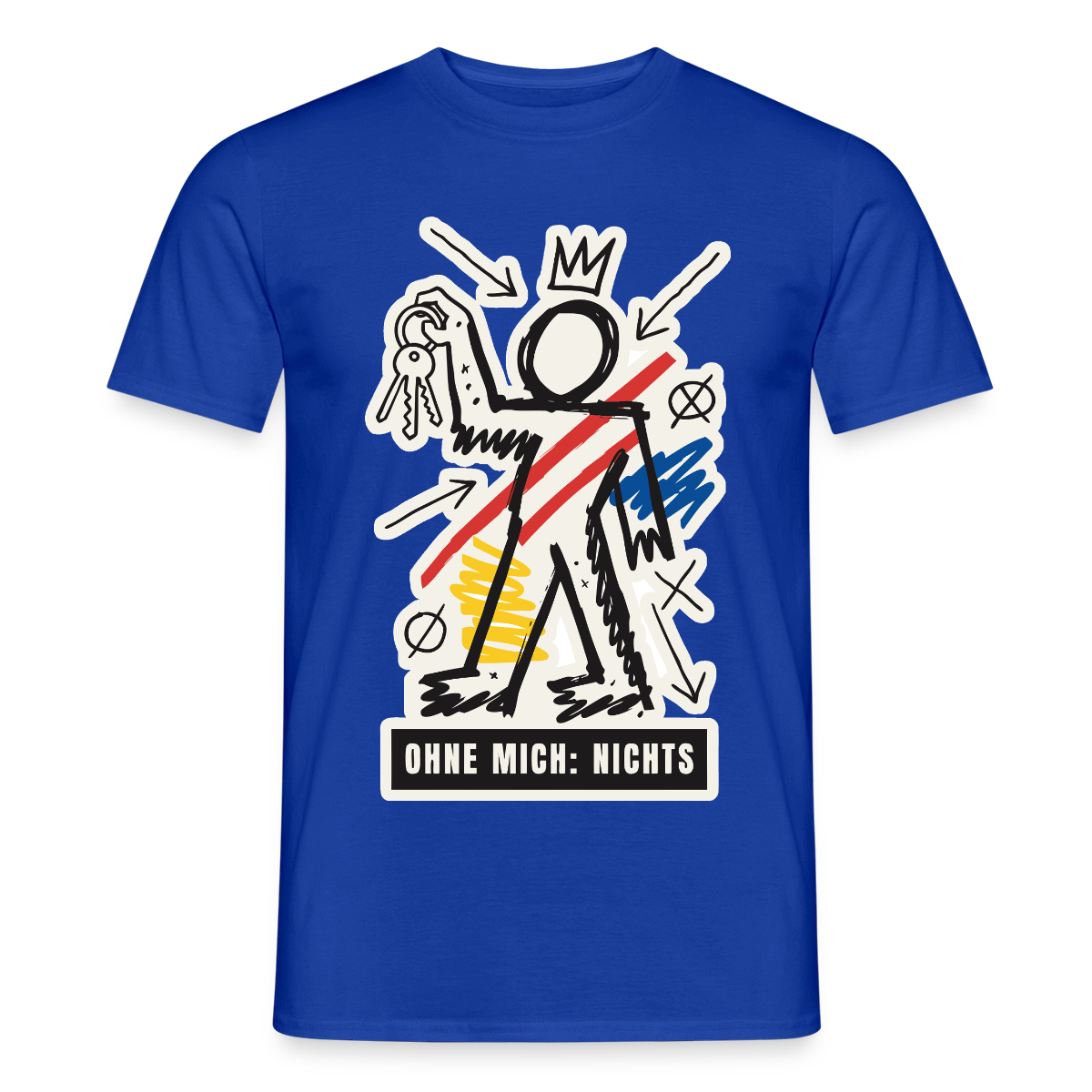 Ohne mich: nichts. Neo-Expressionismus-Motiv Motiv-T-Shirt für Männer, Farbe Dunkelblau