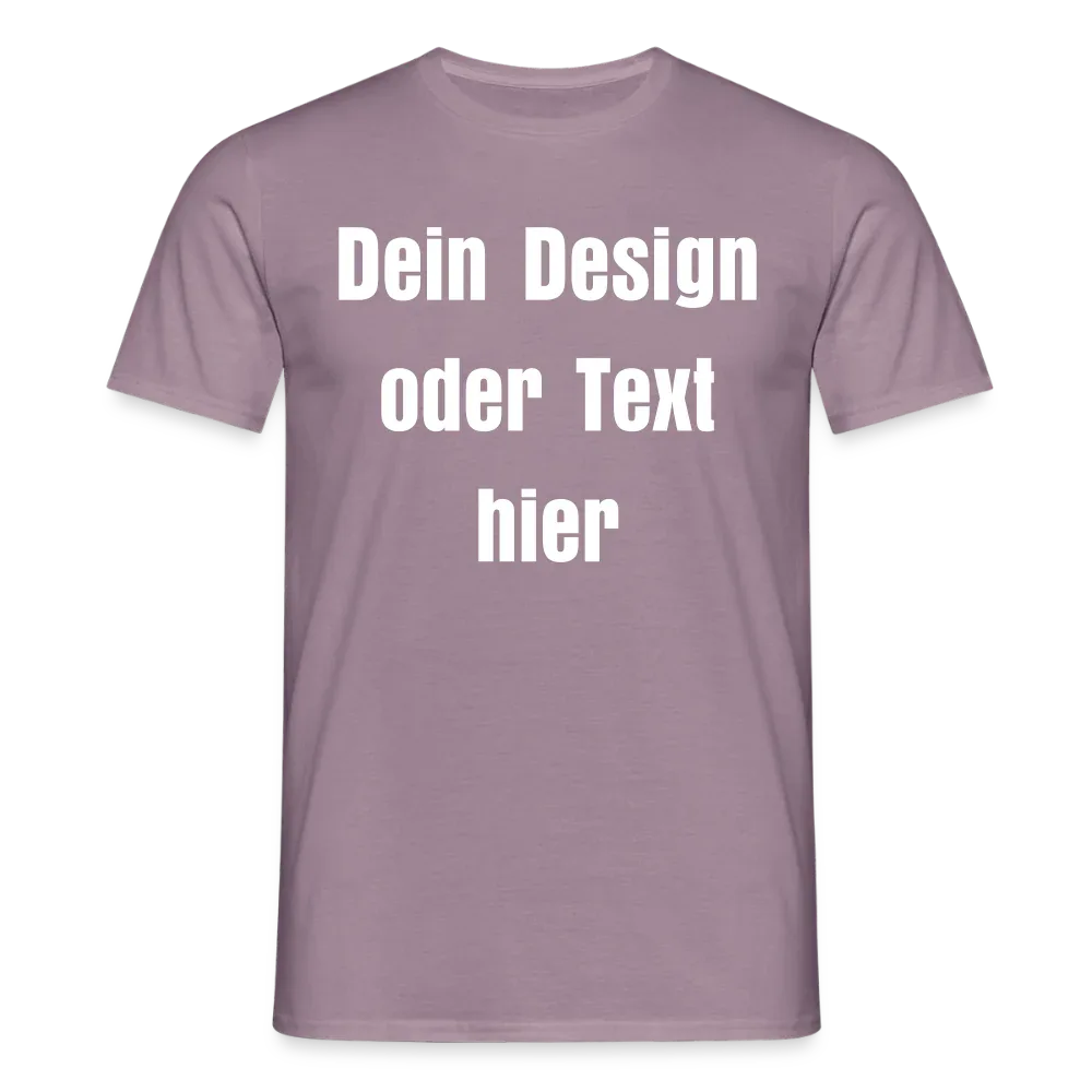 Männer T-Shirt - personalisierbare Vorder- und Rückseite - Lilagrau 