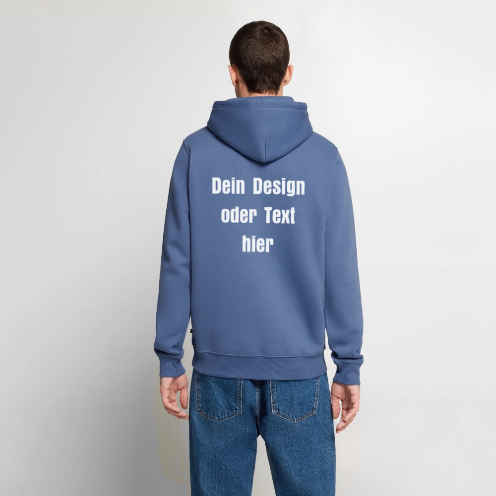 Männer Premium Hoodie - personalisierbare Vorder- und Rückseite - Taubenblau
