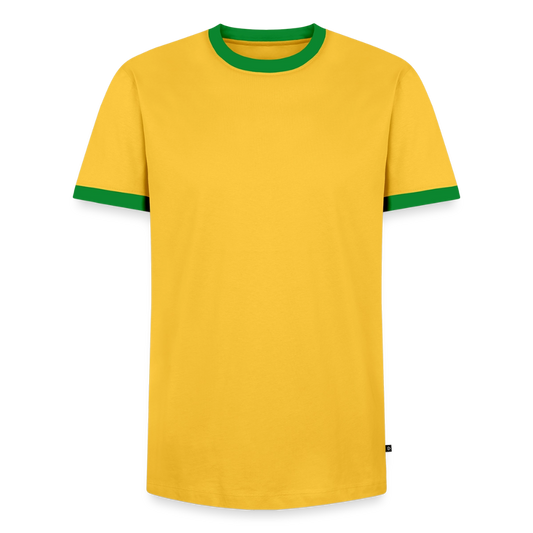 Männer Kontrast-T-Shirt - personalisierbare Vorder- und Rückseite - Gelb/Grün