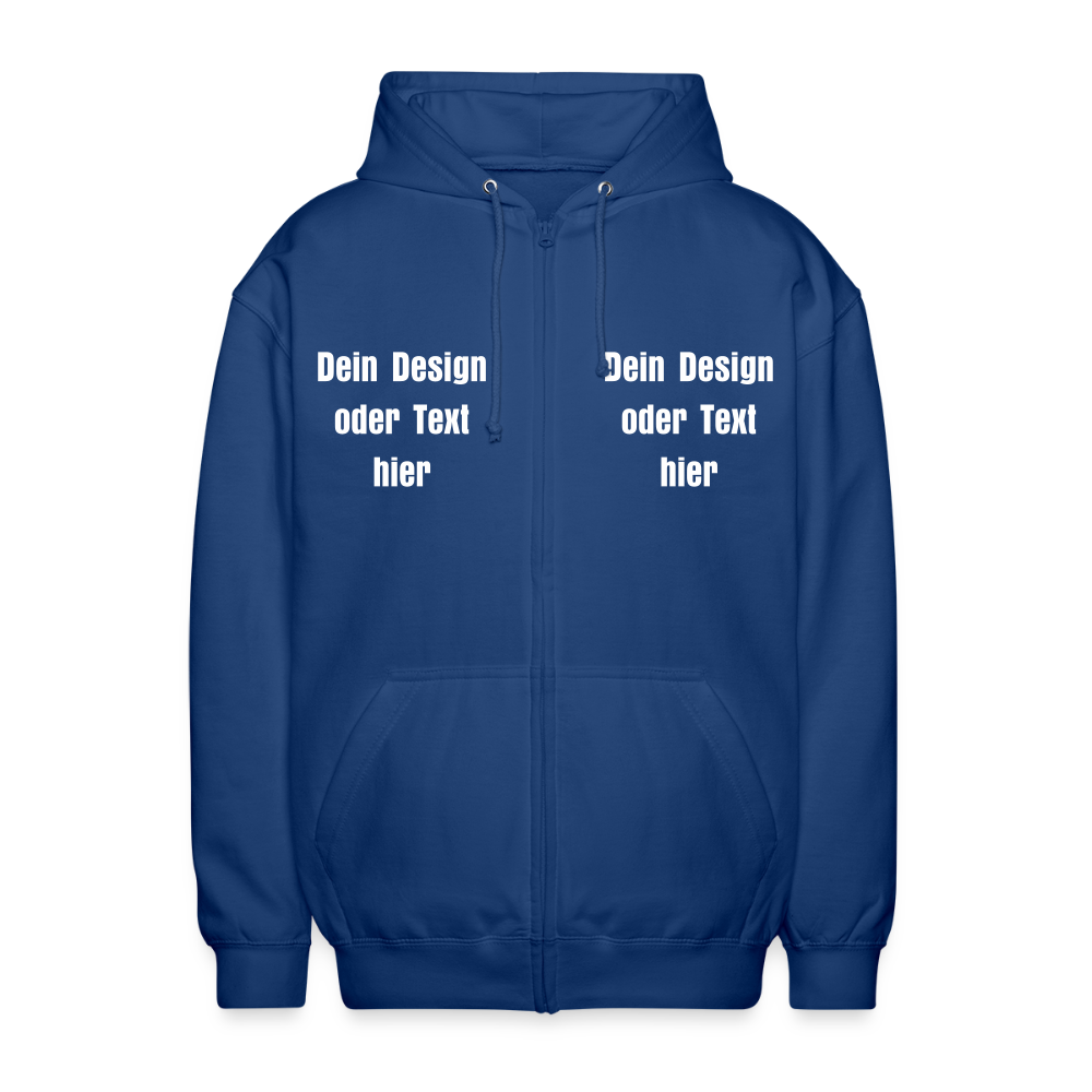Unisex Kapuzenjacke - personalisierbare Vorder- und Rückseite - Royalblau