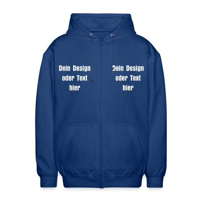 Unisex Kapuzenjacke - personalisierbare Vorder- und Rückseite - Royalblau