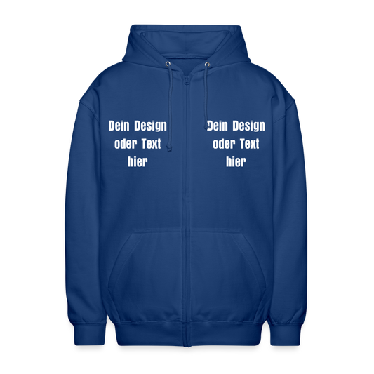 Unisex Kapuzenjacke - personalisierbare Vorder- und Rückseite - Royalblau