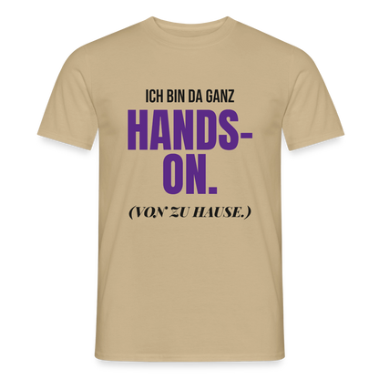 Hands-on von zu Hause Motiv-T-Shirt für Männer, Farbe Sandbeige