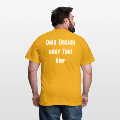 Männer T-Shirt - personalisierbare Vorder- und Rückseite - Gelb