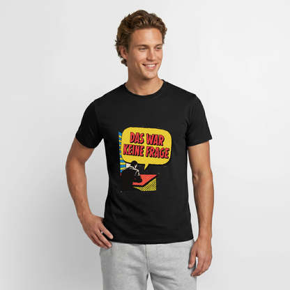 "Das war keine Frage. Popart-Motiv" Motiv-T-Shirt für Männer, Farbe Schwarz, Model