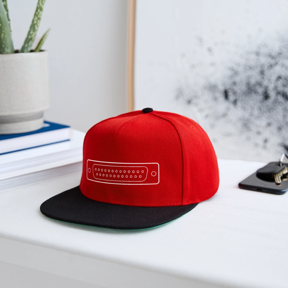 DB-25 LPT1 Retro Snapback Cap - Rot/Schwarz
