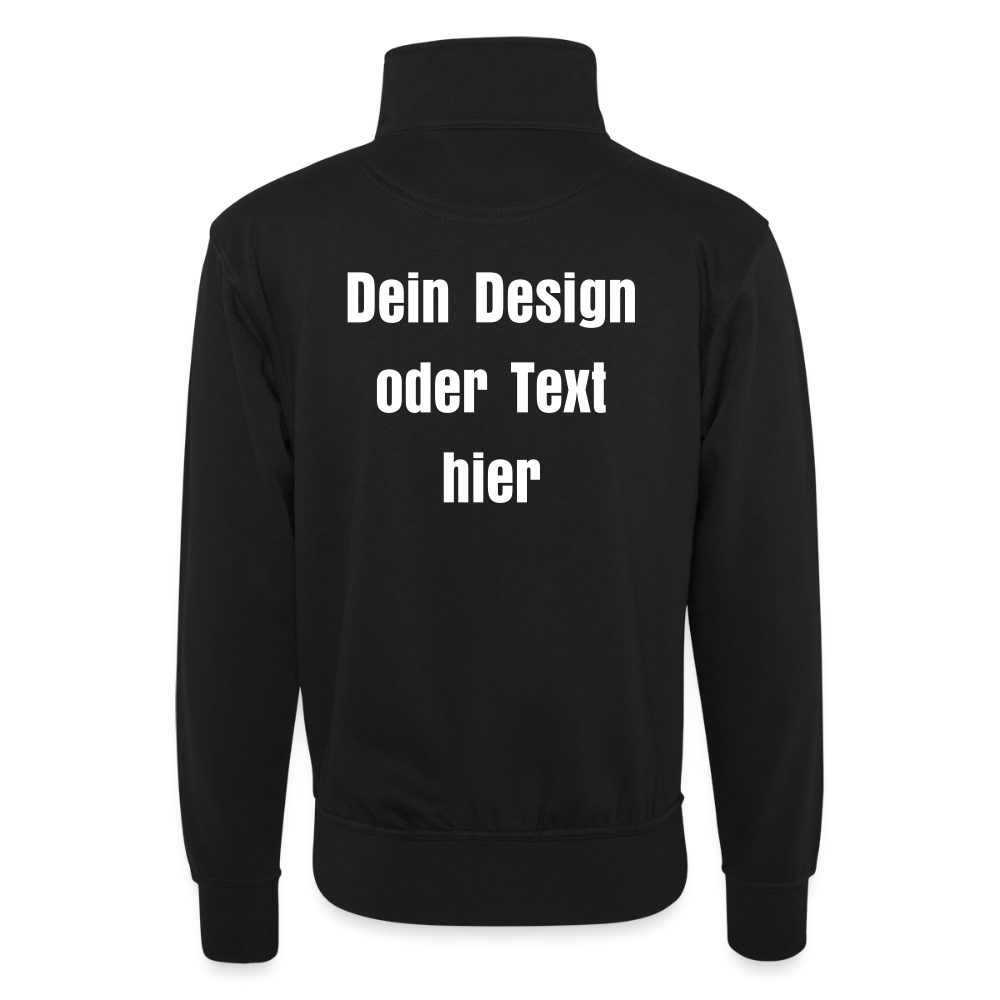 Pullover mit Zip-Kragen für Sie und Ihn (Unisex) - personalisierbare Vorder- und Rückseite - Schwarz