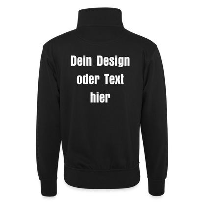 Pullover mit Zip-Kragen für Sie und Ihn (Unisex) - personalisierbare Vorder- und Rückseite - Schwarz