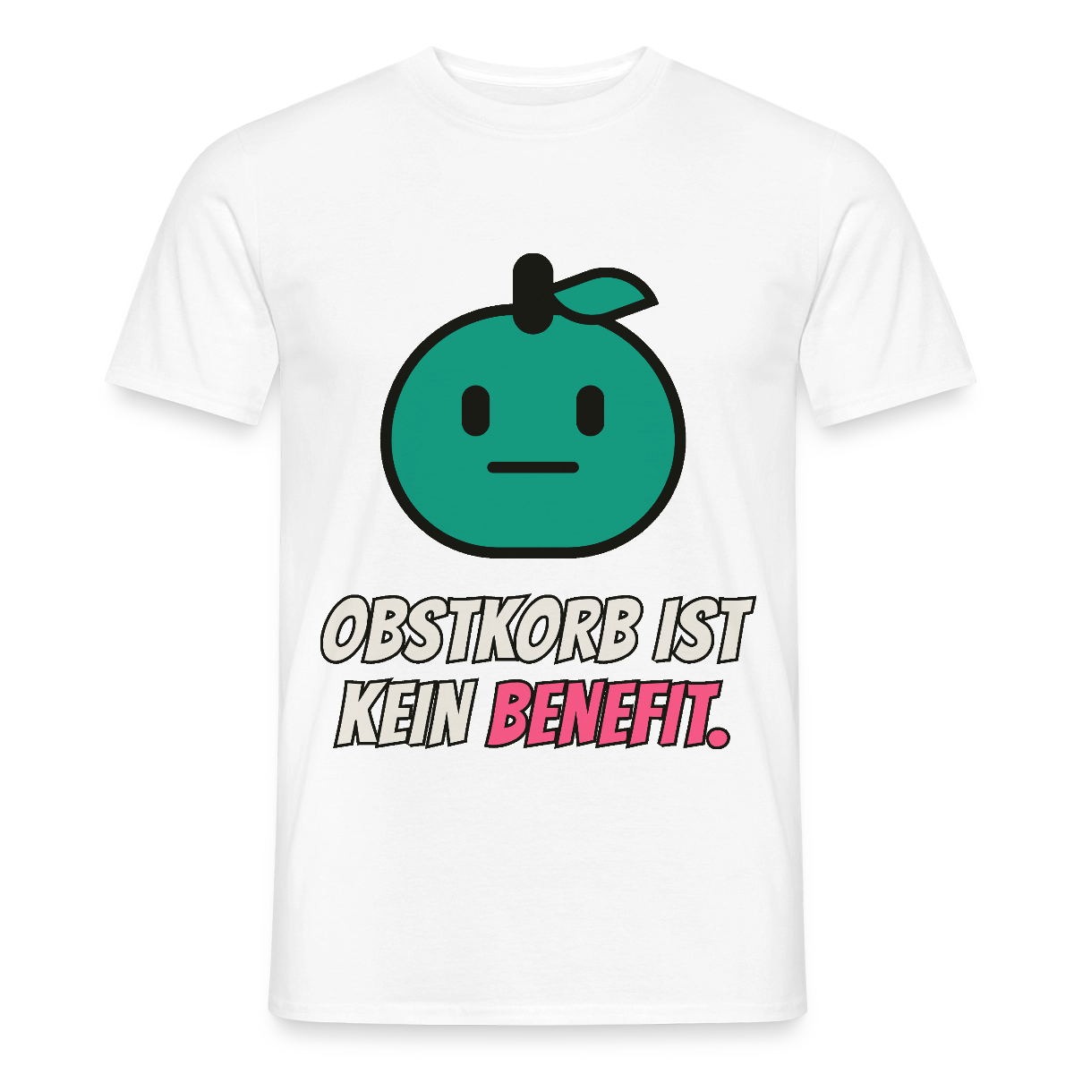 Obstkorb ist kein Benefit. Motiv-T-Shirt für Männer, Farbe Weiß