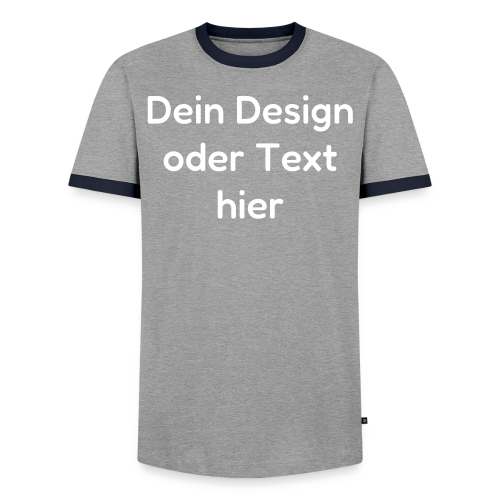 Männer Kontrast-T-Shirt - personalisierbare Vorder- und Rückseite - Grau/Navy 